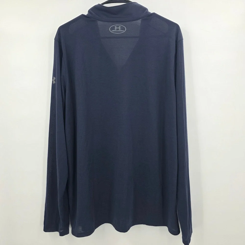 UNDER ARMOUR NOTRE DAME 1/4 ZIP MENS LARGE BLUE LIGHTWEIGHT THREADBORNE PULLOVER